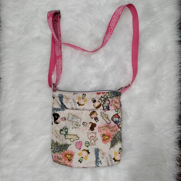 Harajuku Lovers Cute Cartoon Graphics Pink Strap Twee Crossbody Satchel Bag - Picture 12 of 12